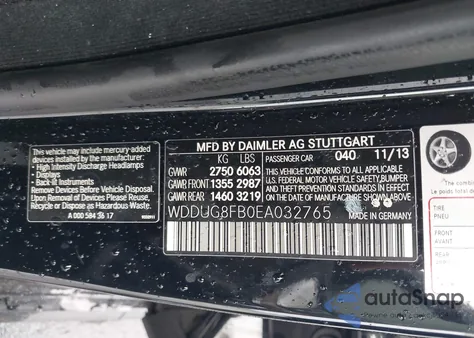 2014 Mercedes-Benz S 550 4Matic из США, поврежденный, VIN WDDUG8FB0EA032765